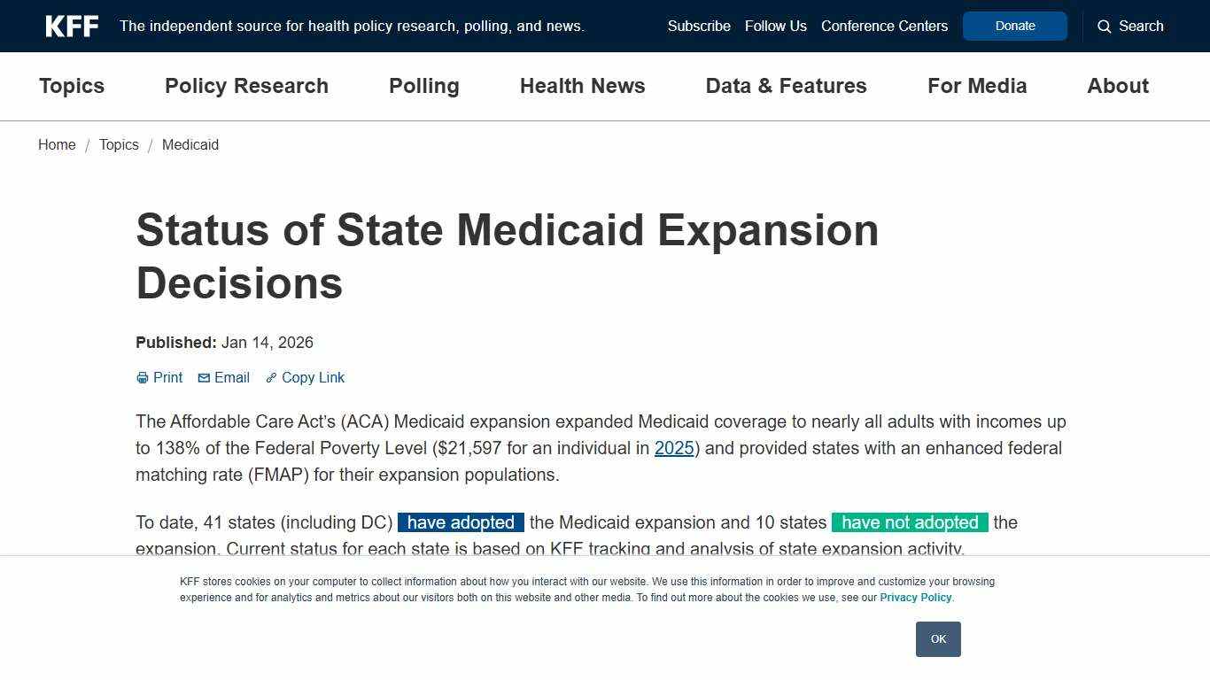 Status of State Medicaid Expansion Decisions KFF